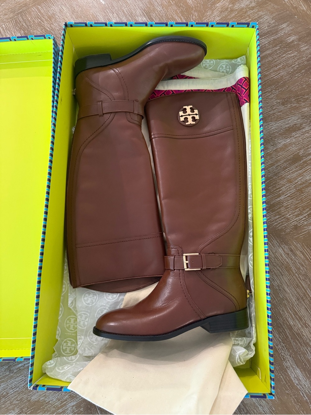 Tory Burch Brown Leather Riding Boots Adeline
